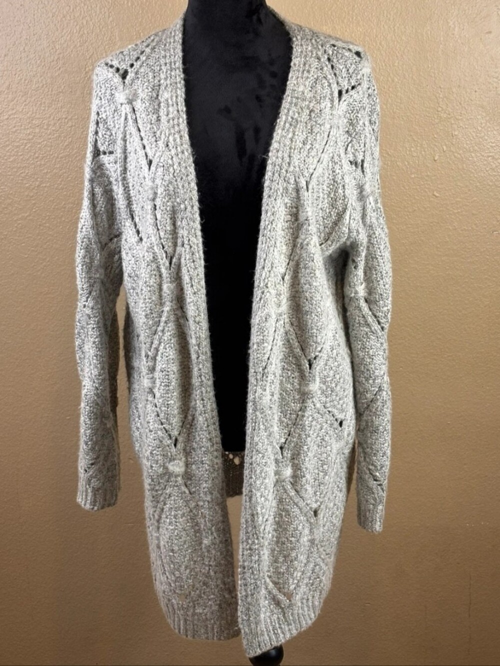 POL Cozy Open-Front Gray Women's Cardigan Sweater NWOT